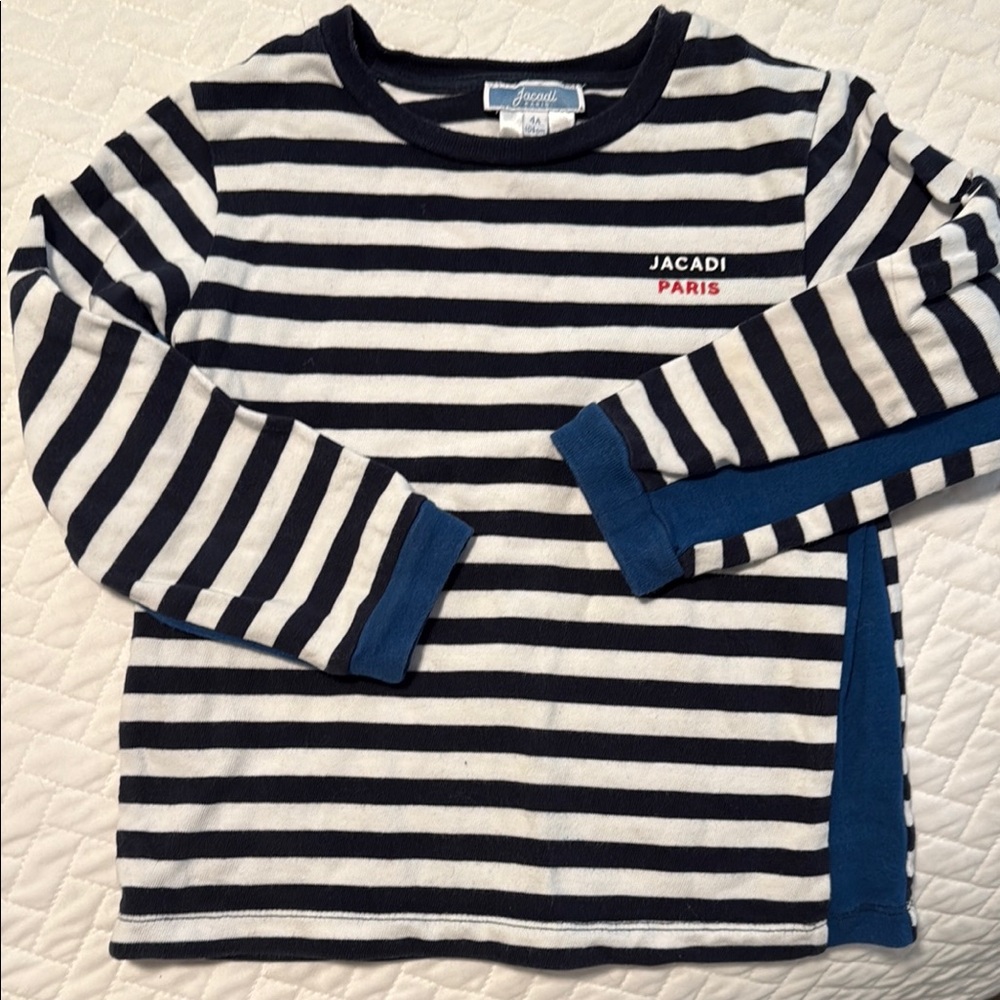 Jacadi Paris Striped Navy and White Shirt Size 4